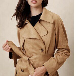 new BANANA REPUBLIC VEGAN SUEDE double breasted trench jacket xl